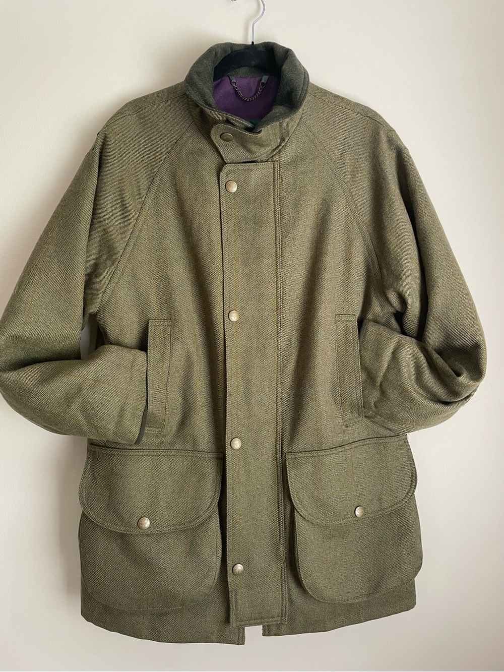 Chrysalis Chiltern Wool Field Coat Olive W/ Purple Lining Men’s Med - Picture 1 of 16